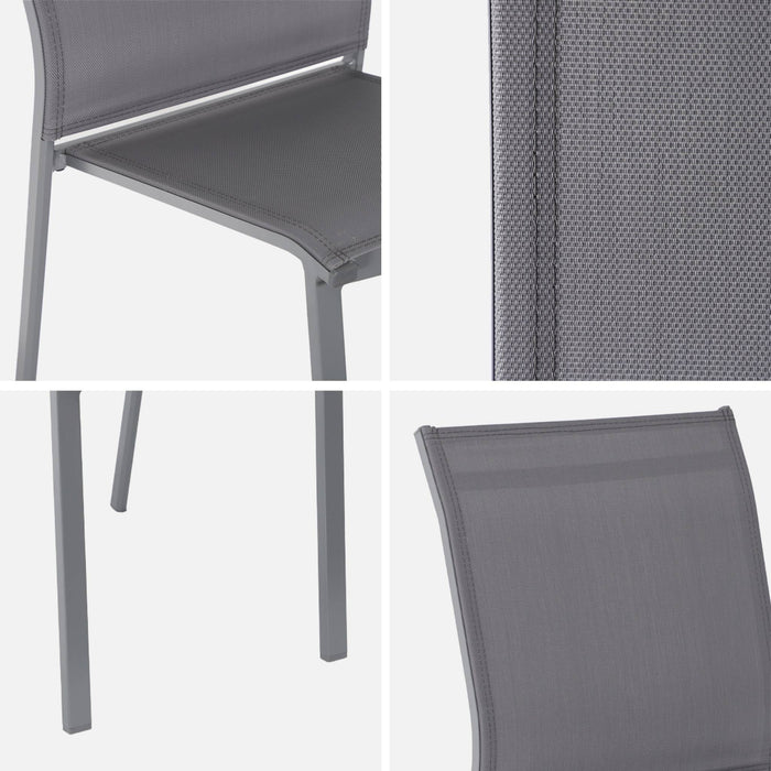 sweeek - Stapelbare tuinstoel van aluminium en textileen (Set van 4)