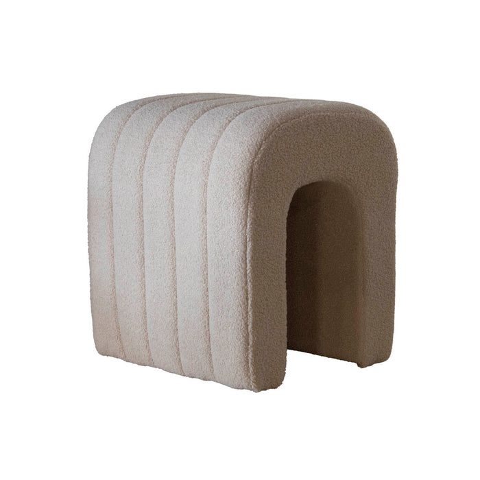 Giga Meubel - Poef Bouclé Taupe - Zithoogte 45cm - Japandi - Sera