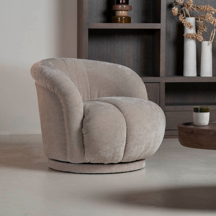 DÉJA Living - Draaifauteuil Taupe Stof - 86x84x70cm - Arby