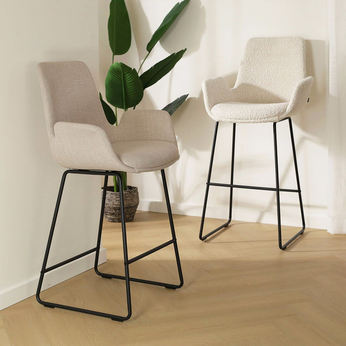 Nolon Nino-Eef Barkruk Beige - met Armleuning - Zwart - 65 cm