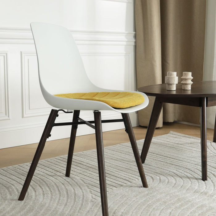 Nolon Nena-Liv Eetkamerstoel Wit - Okergeel Kussen - Walnoot