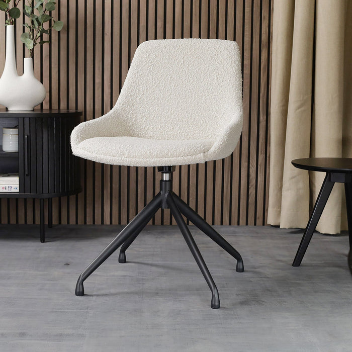 Nolon Nola-Isa Eetkamerstoel Bouclé Beige - Draaibaar Zwart Onderstel