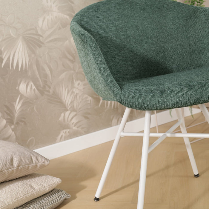 Nolon Noa-Otis eetkamerstoel donkergroen - met armleuning - wit