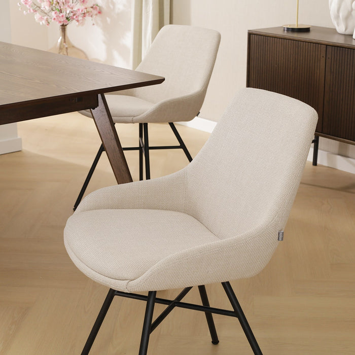 Nolon Noa-Isa Eetkamerstoel Beige - Stof - Zwart Onderstel