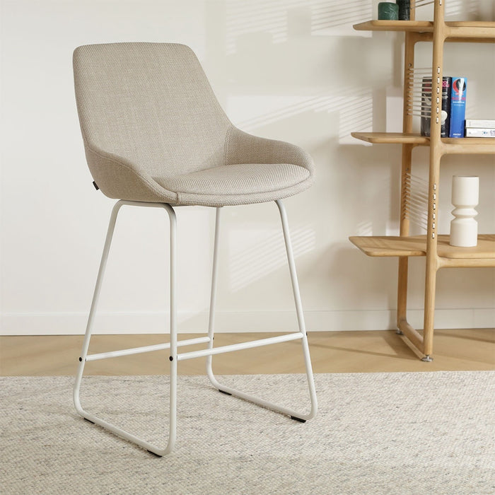 Nolon Nino-Isa Barkruk Beige - Stof - Wit Onderstel - 75 cm