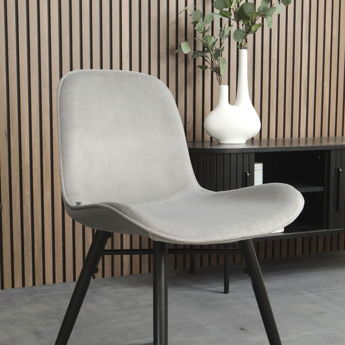 Nolon Nena-Fé Eetkamerstoel Velvet Grijs - Zwarte Houten Poten
