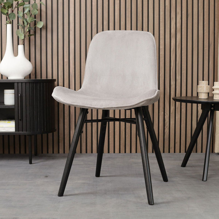 Nolon Nena-Fé Eetkamerstoel Ribstof Warm Grijs - Zwarte Houten Poten