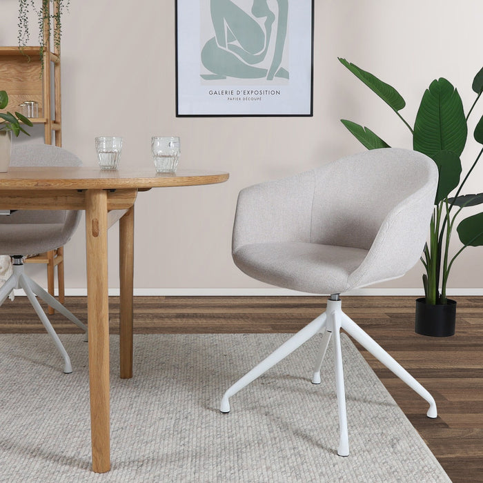 Nolon Nola-Otis Draaibare Eetkamerstoelen Set - Beige - Wit