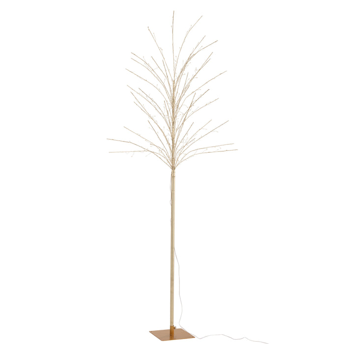 J-Line decoratie Kale Boom - metaal - goud - large - LED lichtjes
