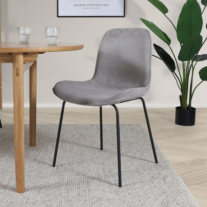 Nolon Nora-Fé Eetkamerstoel Ribstof Warm Grijs - Stof - Zwarte Poten