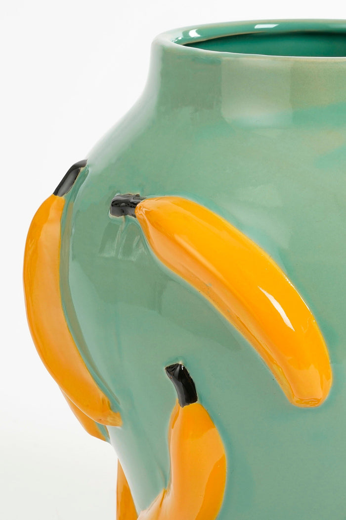 Mica Decorations Moza Vaas - H30 x Ø27 cm - Keramiek - Groen, Geel