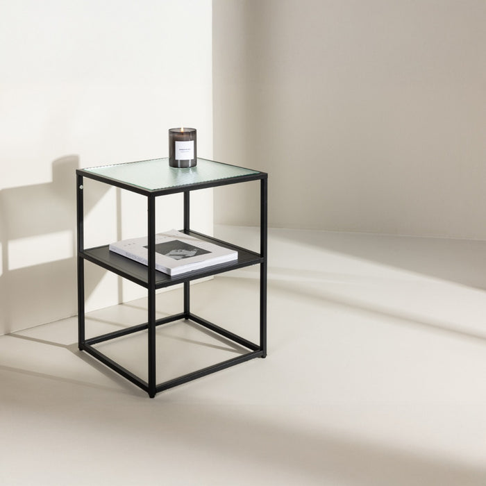 Fjôrd - Bijzettafel Zwart Metaal - 40x40x55cm - Sao Paulo