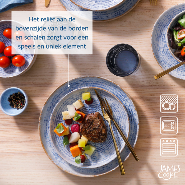 James Cooke - Azure Vintage - Bord - 2 stuks - ø 22 cm - Blauw|Wit