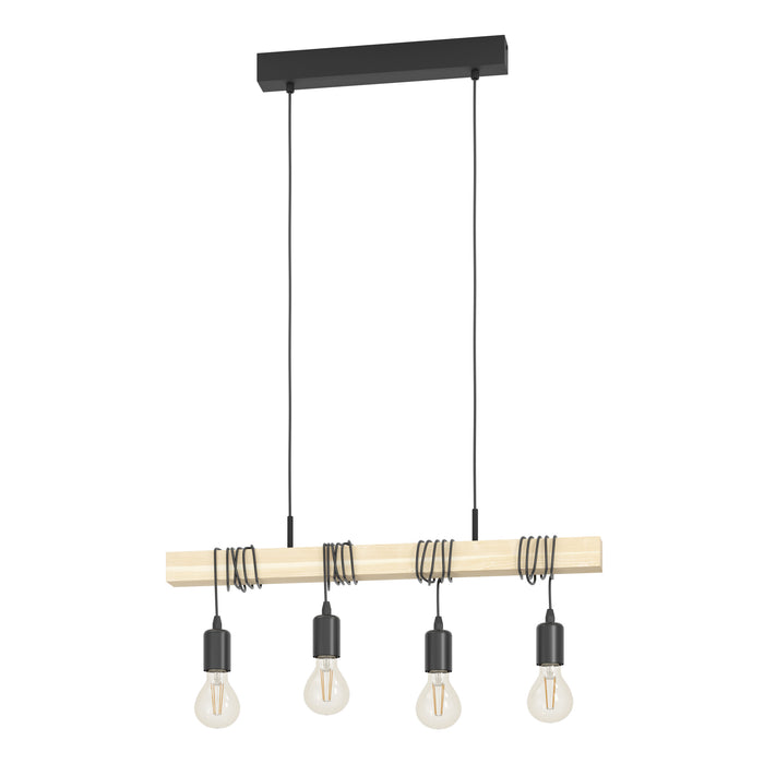 EGLO Townshend Hanglamp - E27 - 70 cm - Zwart|Bruin