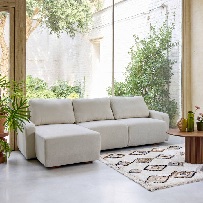 sweeek - Hoekbank links 3 zitplaatsen stof