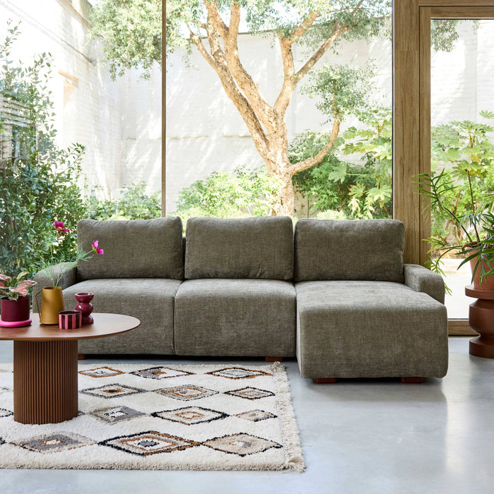 sweeek - Hoekbank rechts 3 zitplaatsen stof