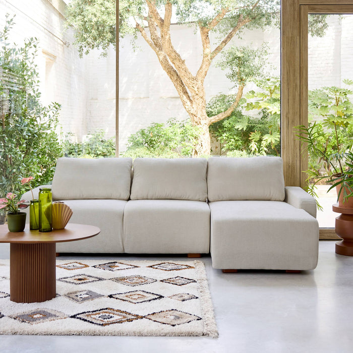 sweeek - Hoekbank rechts 3 zitplaatsen stof