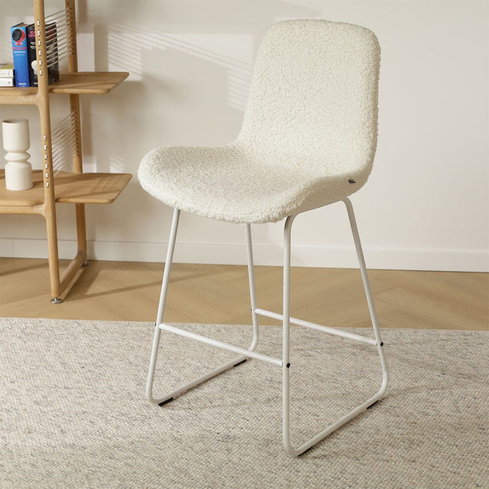 Nolon Nino-Fé Barkruk Teddy Gebroken Wit - Wit Onderstel - 75 cm