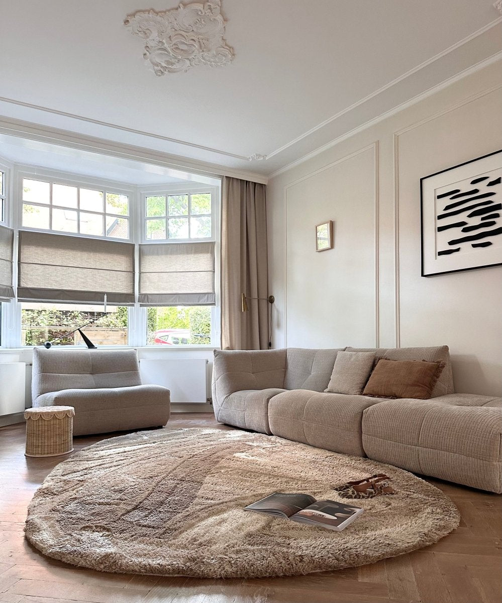 Organisch hoogpolig vloerkleed Odelia bruin|taupe - Interieur05