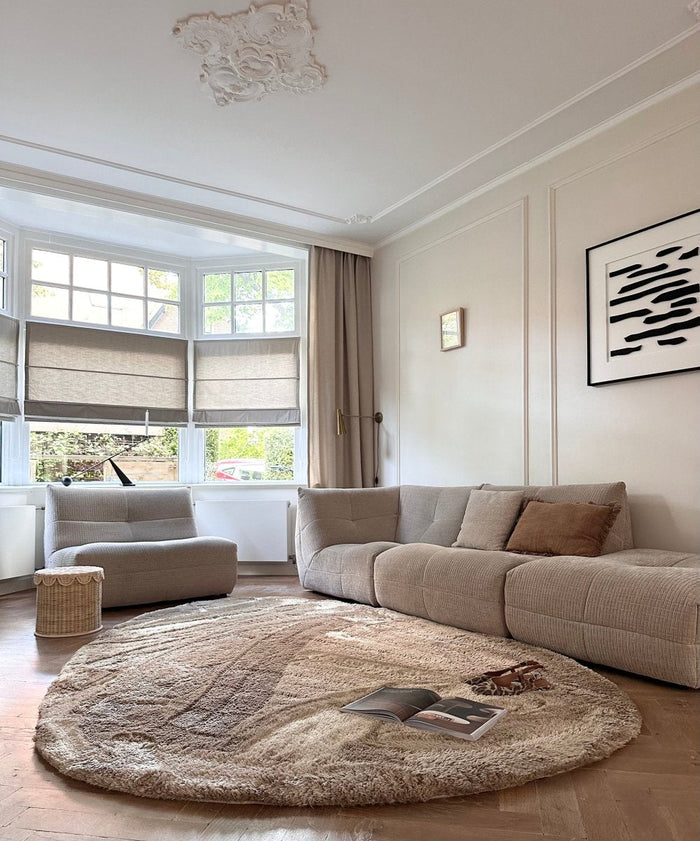 Organisch hoogpolig vloerkleed Odelia bruin|taupe - Interieur05