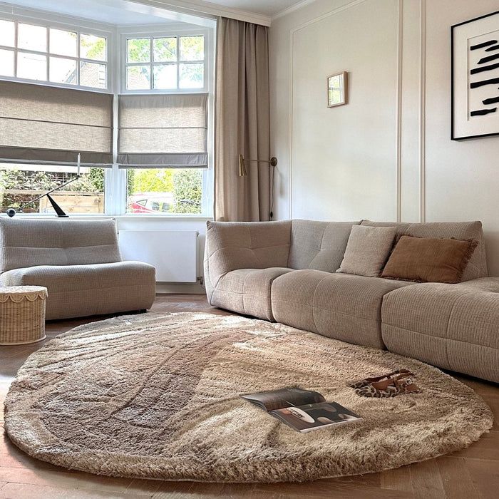 Organisch hoogpolig vloerkleed Odelia bruin|taupe - Interieur05