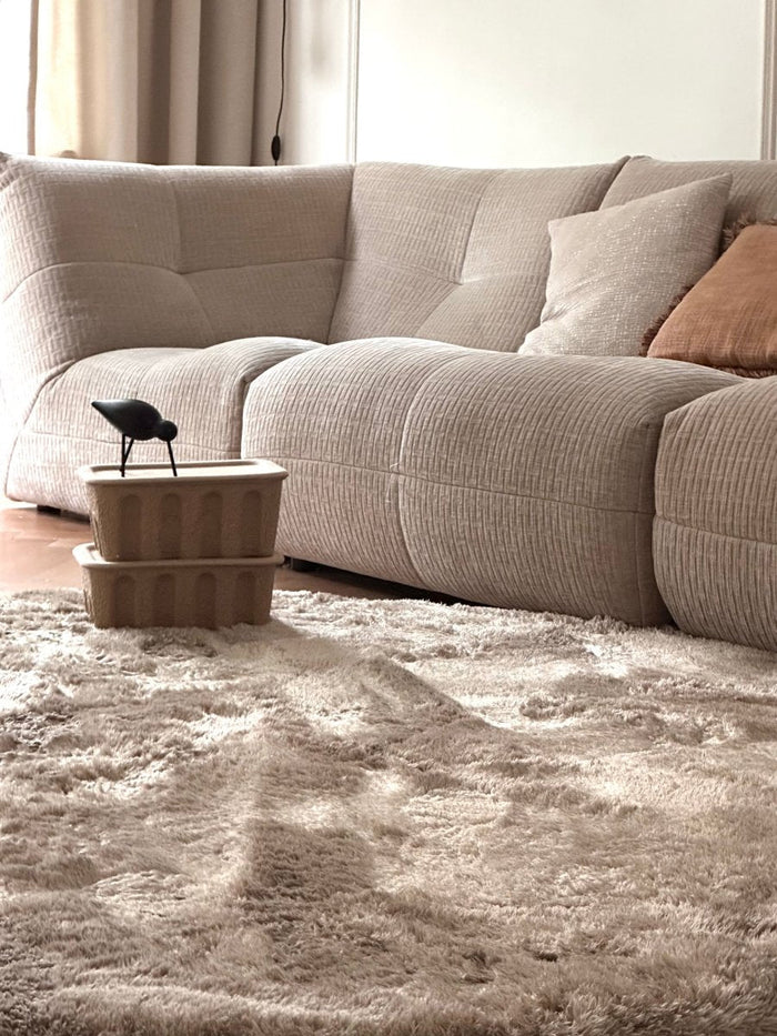 Rond hoogpolig vloerkleed Odelia stone - Interieur05 - 200 x 200 cm