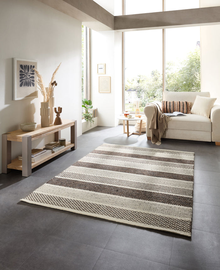 Theko Tapijt in Scandinavische stijl Trondheim 80x150 cm - Zwart|wit