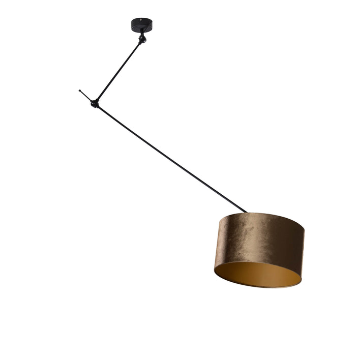 QAZQA Hanglamp zwart met velours kap brons 35cm - Blitz