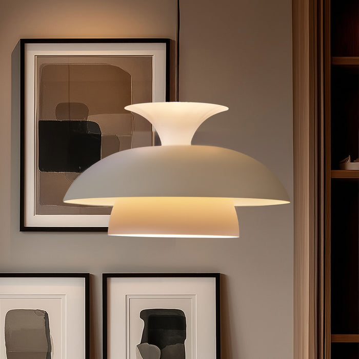 QAZQA Scandinavische hanglamp beige met witte binnenkant - Titus