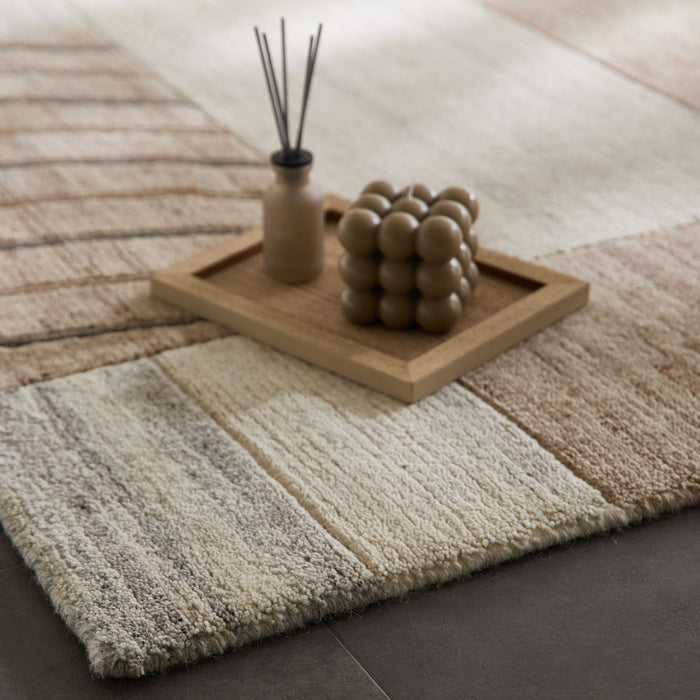 Theko Handgeknoopt wollen tapijt Nakarta 90x160 cm - Beige