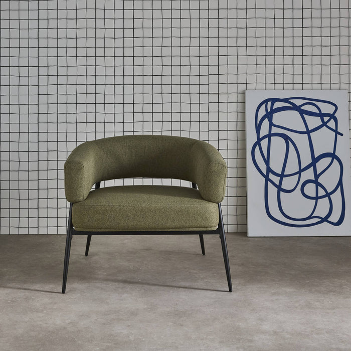 sweeek - Fauteuil stof gebogen rugleuning metalen frame