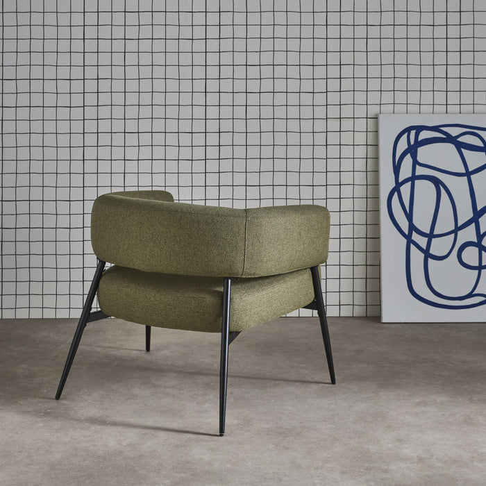 sweeek - Fauteuil stof gebogen rugleuning metalen frame