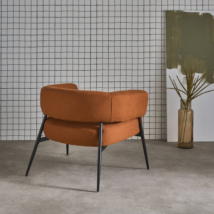 sweeek - Fauteuil stof gebogen rugleuning metalen frame