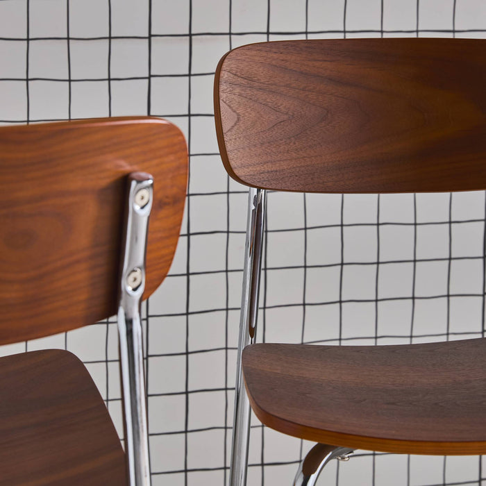 sweeek - Barkruk metaal en multiplex vintage (set van 2)