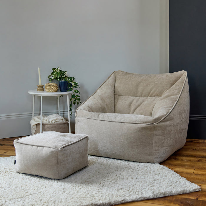 icon Natalia Zitzak Fauteuil met Poef - Chenille - Beige