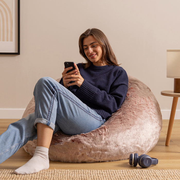 icon Kingston Zitzak - Fluffy Pluche Imitatiebont - Roze