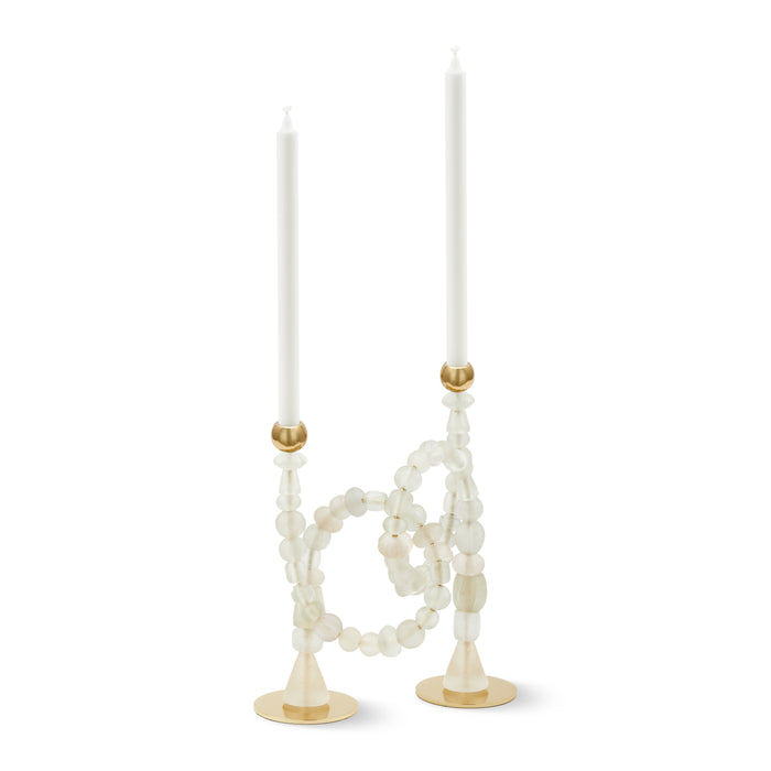 POLSPOTTEN Beads Kandelaar H 38 cm - Wit