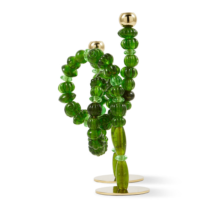 POLSPOTTEN Beads Kandelaar H 38 cm - Donkergroen