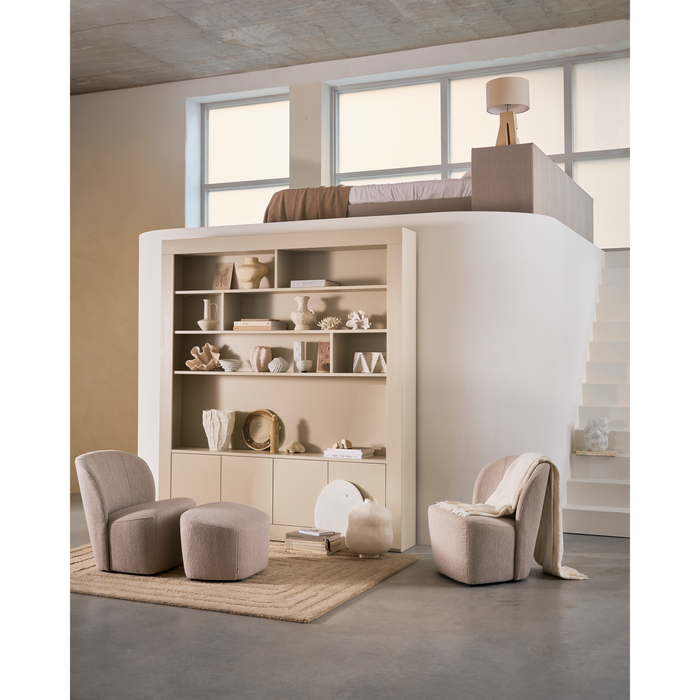 vtwonen Lofty Hocker - Bouclé - Grijs - 41x62x48