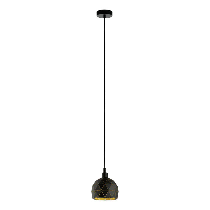 EGLO Roccaforte Hanglamp - 1 lichts - Ø17 cm - E14 - Zwart - Goud