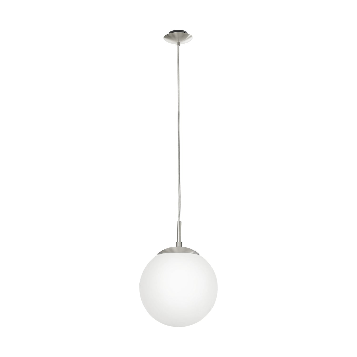 EGLO Rondo - Hanglamp - 1 Lichts - Ø200mm. -Nikkel-Mat - Wit