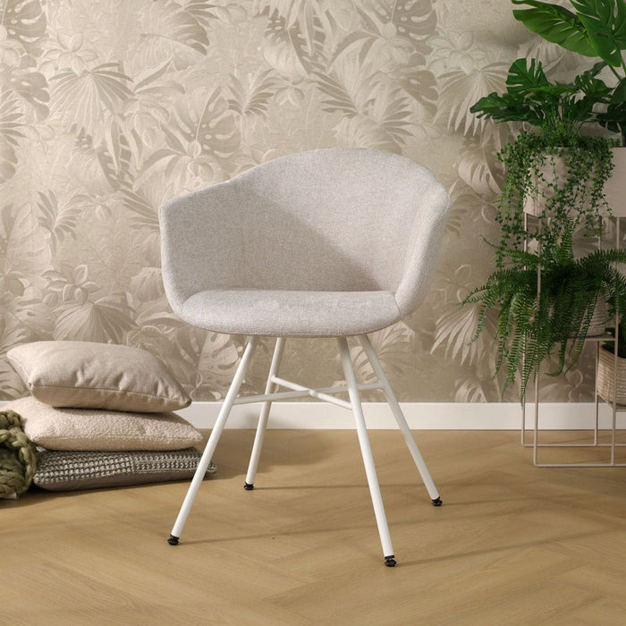 Nolon Noa-Otis eetkamerstoel beige - met armleuning - wit