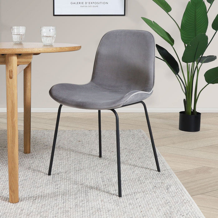 Nolon Nora-Fé Eetkamerstoel Grijs - Velvet - Zwart Onderstel