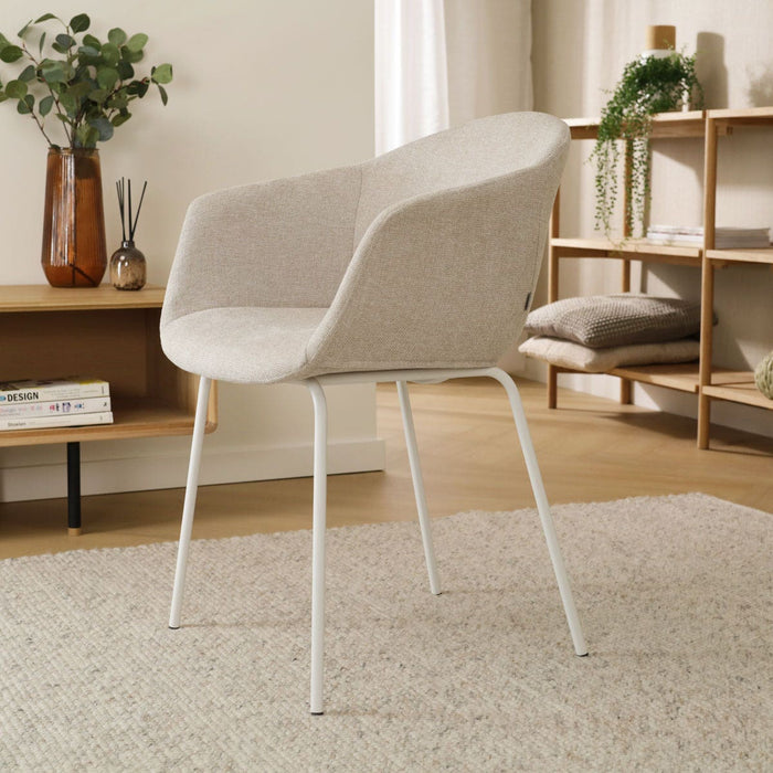 Nolon Nora-Otis Eetkamerstoel Beige - met Armleuning - Wit