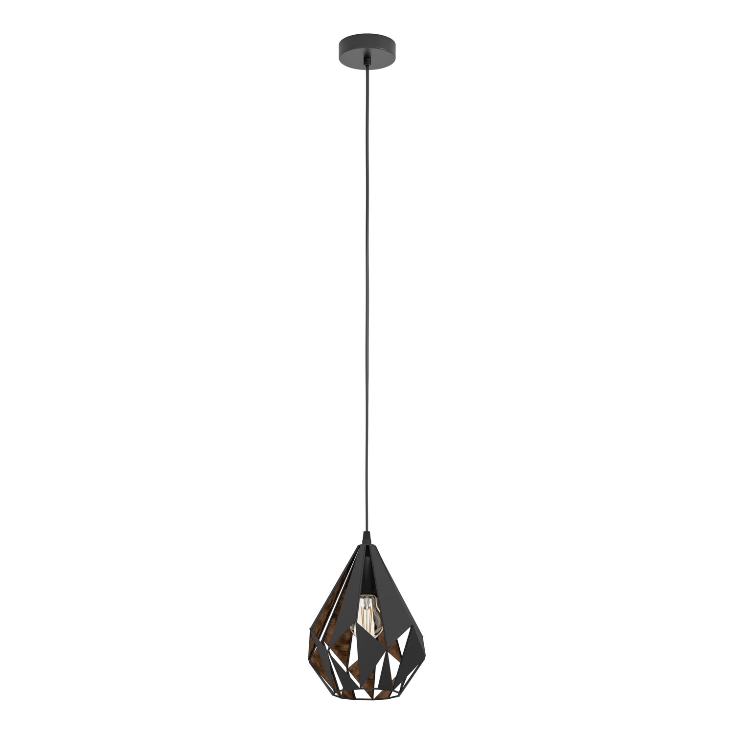 EGLO Carlton 1 Hanglamp - E27 - Ø 20,5 cm - Zwart|Koper