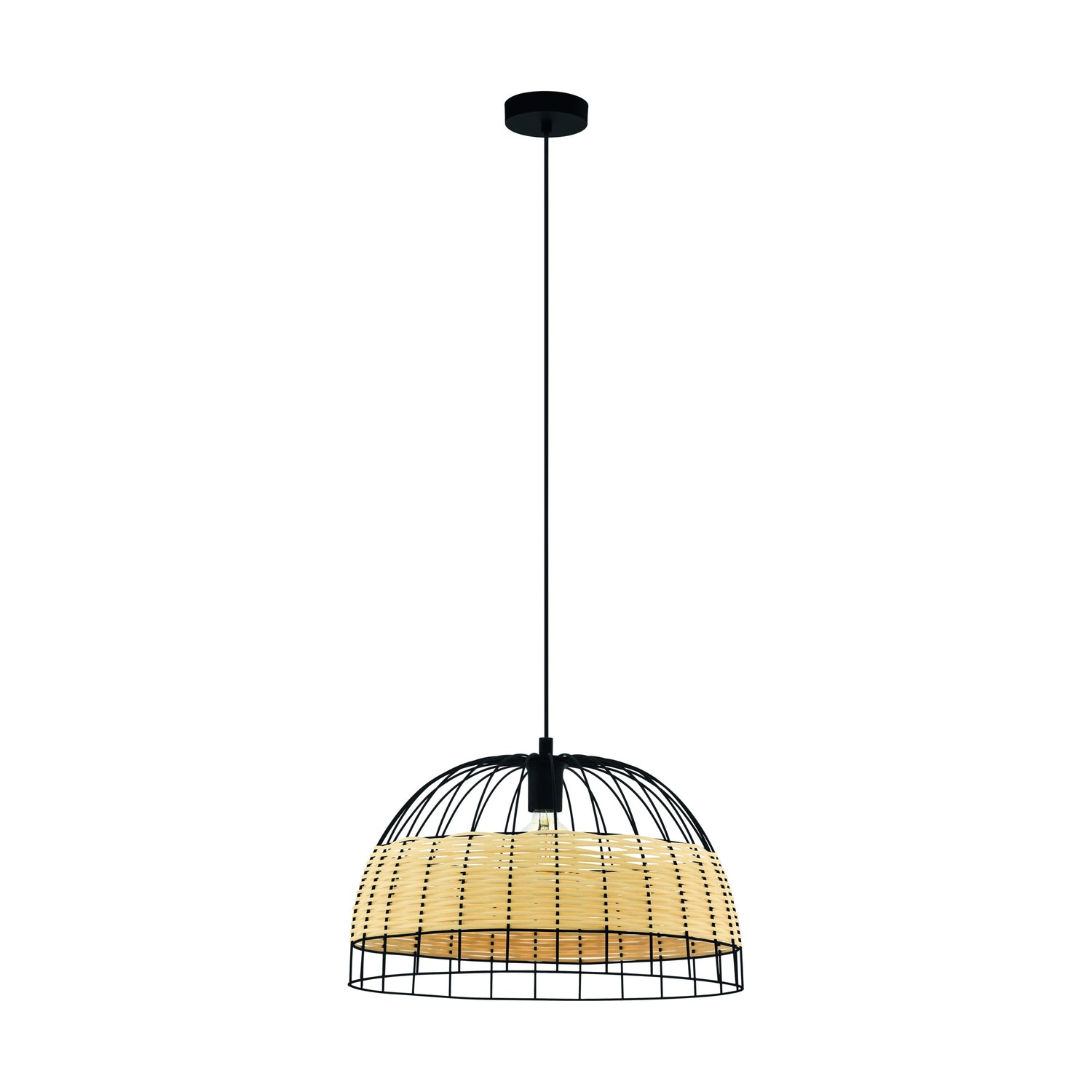 EGLO Anwick - Hanglamp - E27 - Ø 50 cm - Zwart|Rotan