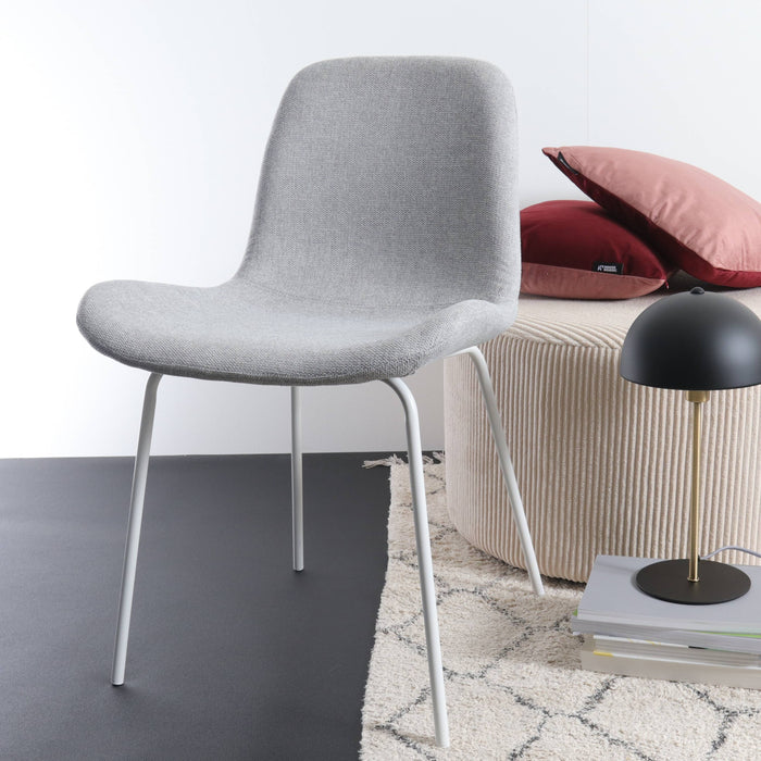 Nolon Nora-Fé Eetkamerstoel Lichtgrijs - Stof - Witte Poten