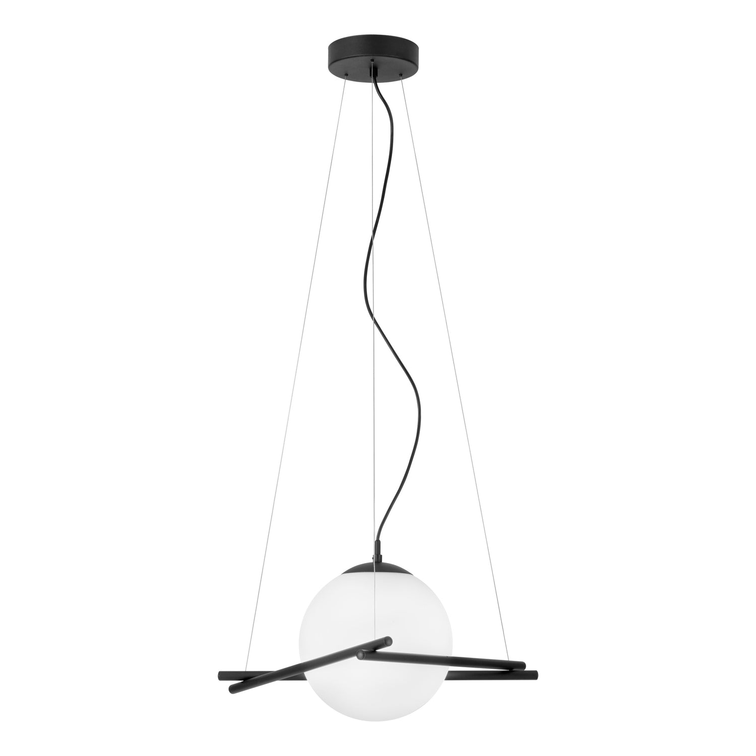 EGLO Hanglamp - E27 - 1lichts - Staal Zwart | Glas opaal-mat - Wit