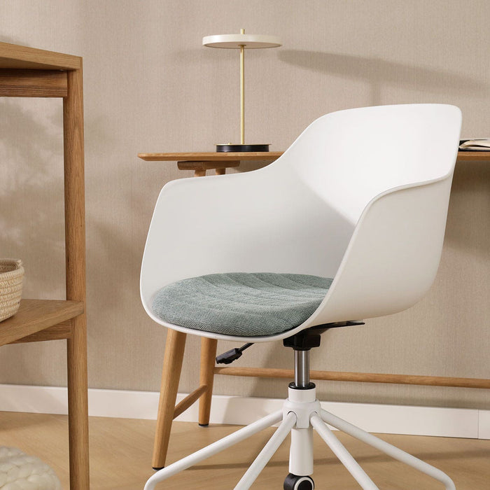 Nolon Nout-Liz Bureaustoel Wit - Zacht Groen Kussen - Wit Onderstel