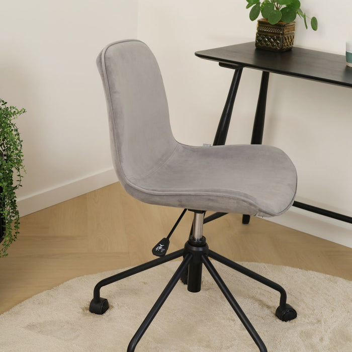 Nolon Nout-Fé Bureaustoel Grijs - Velvet - Zwart Onderstel